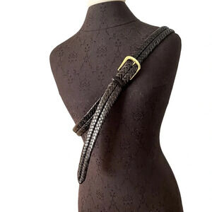 L. L. Bean Black Woven Leather Belt Size 42